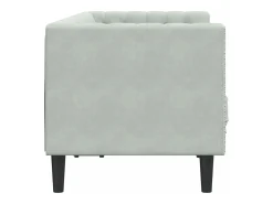 Sofá chesterfield com rolos 2 lugares veludo cinzento-claro