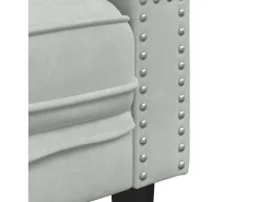 Sofá chesterfield com rolos 2 lugares veludo cinzento-claro
