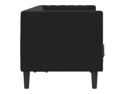 Sofá chesterfield com rolos 2 lugares veludo preto