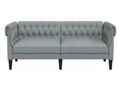 Sofá chesterfield de 2 lugares tecido cinzento-claro