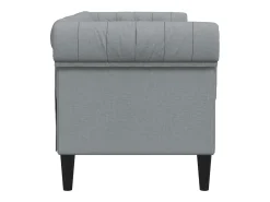 Sofá chesterfield de 2 lugares tecido cinzento-claro