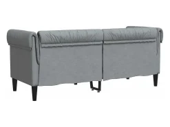 Sofá chesterfield de 2 lugares tecido cinzento-claro