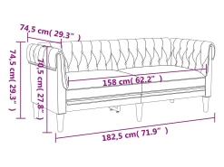 Sofá chesterfield de 2 lugares tecido cinzento-claro