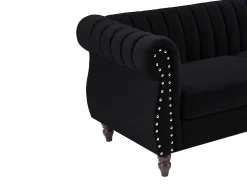 Sofá Chesterfield de 3 lugares em veludo preto TRUMBO