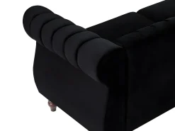 Sofá Chesterfield de 3 lugares em veludo preto TRUMBO