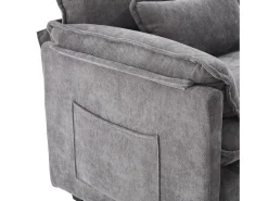 Sofá cinzento com bolsos laterais e apoio para os pés - Chenille - para sala de estar e quarto