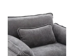 Sofá cinzento com bolsos laterais e apoio para os pés - Chenille - para sala de estar e quarto