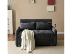 Sofá cinzento com suporte para telemóvel e bolso - encosto ajustável - para sala de estar e quarto