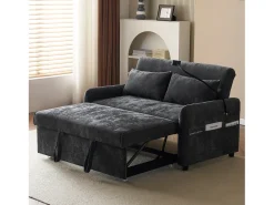 Sofá cinzento com suporte para telemóvel e bolso - encosto ajustável - para sala de estar e quarto