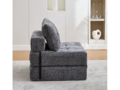 Sofá cinzento de 1 lugar - Sofá dobrável com encosto e almofadas - chenille