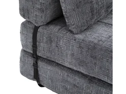 Sofá cinzento de 1 lugar - Sofá dobrável com encosto e almofadas - chenille