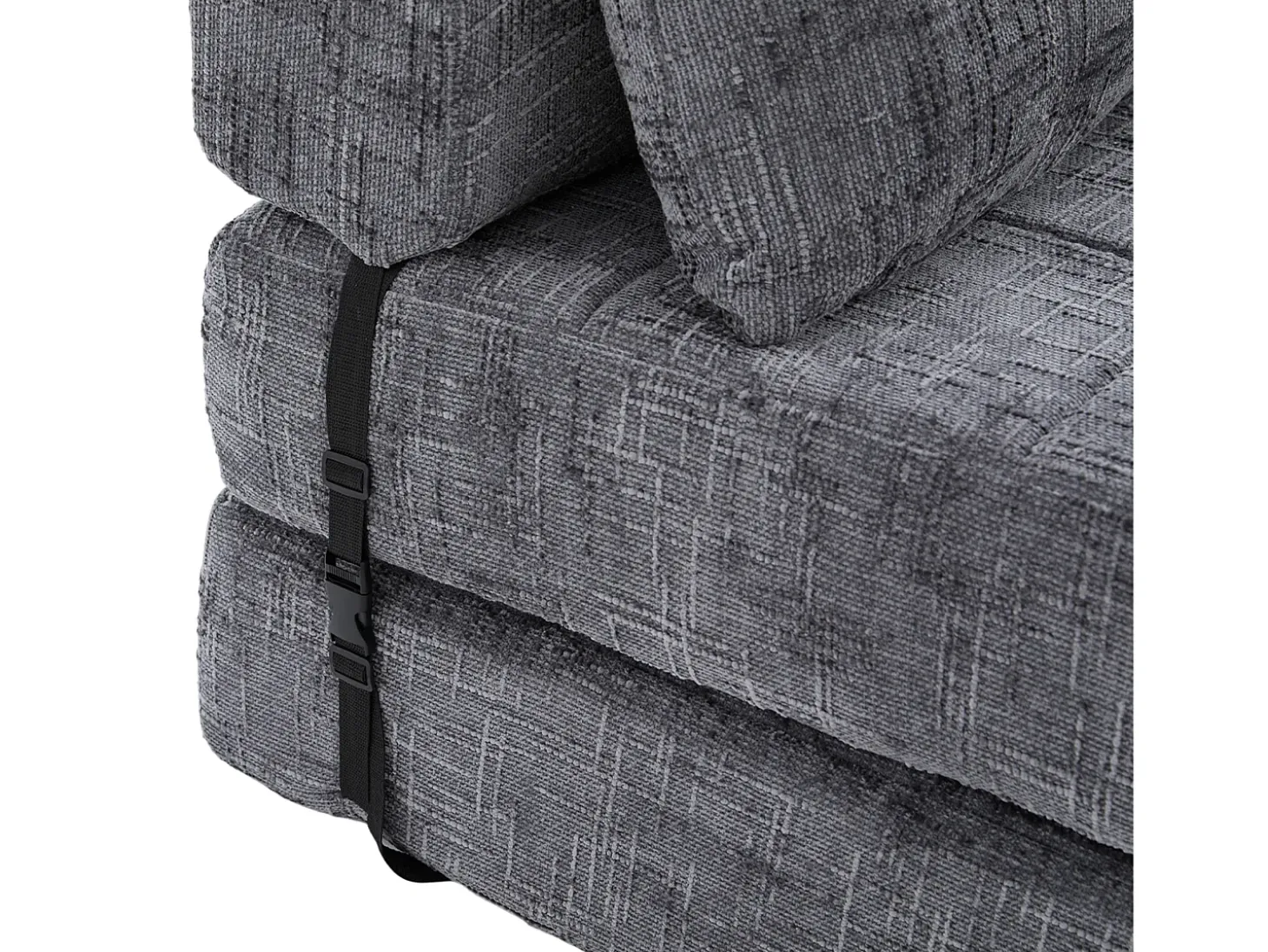 Sofá cinzento de 1 lugar - Sofá dobrável com encosto e almofadas - chenille
