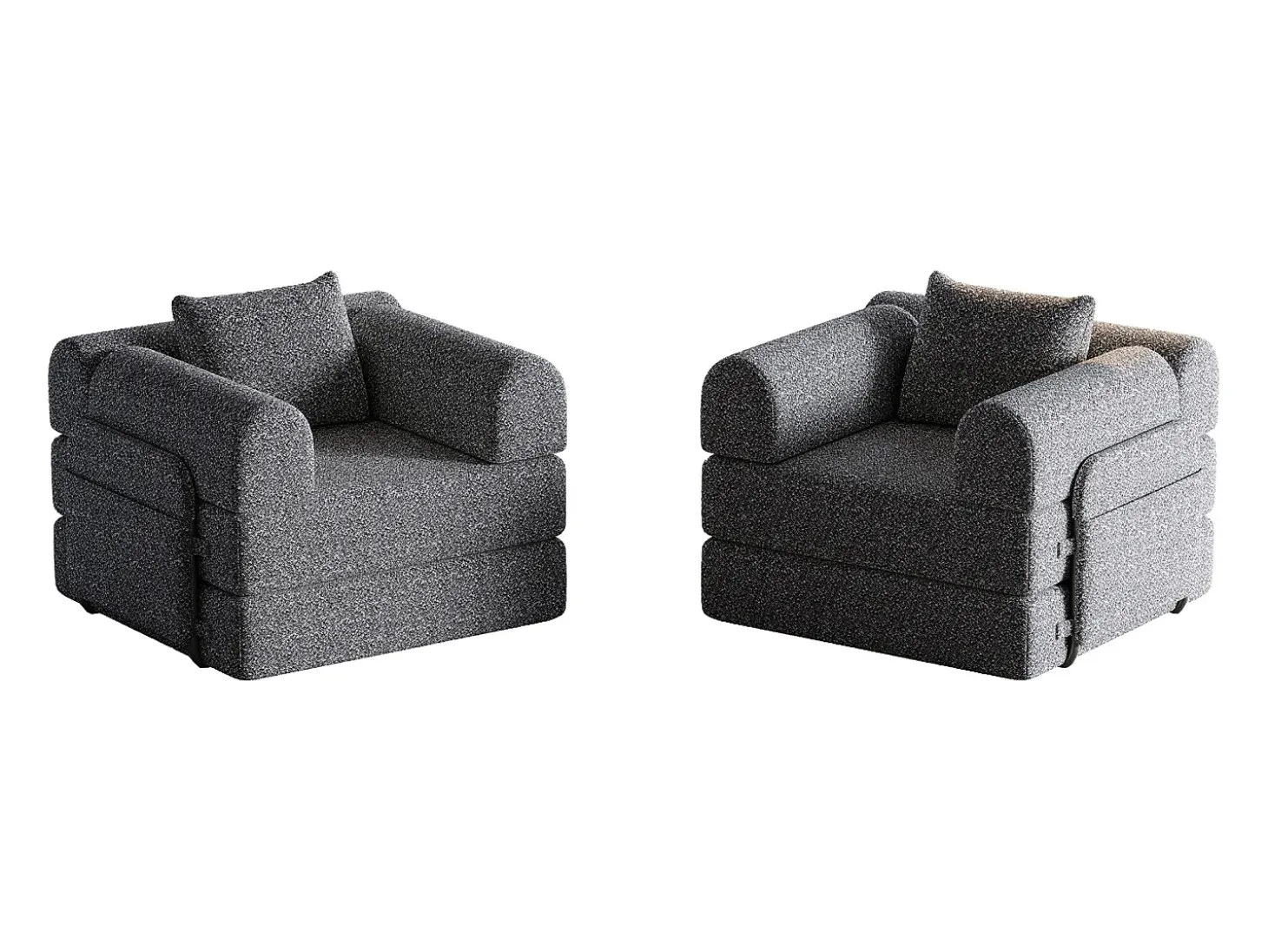 Sofá cinzento de 2 lugares - Sofá reto com espaço de arrumação e 3 estruturas metálicas - chenille
