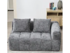 Sofá cinzento de 2 lugares - Sofá reto com almofadas e compartimentos de arrumação - chenille - padrão neve