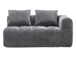 Sofá cinzento de 2 lugares - Sofá reto com almofadas e compartimentos de arrumação - chenille - padrão neve