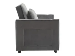 Sofá cinzento de 2 lugares - Sofá-cama com suporte para copos e bolso - almofadas e rodízios