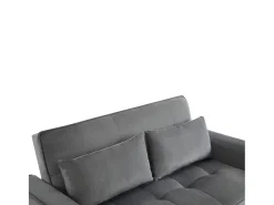Sofá cinzento de 2 lugares - Sofá-cama com suporte para copos e bolso - almofadas e rodízios