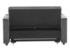 Sofá cinzento de 2 lugares - Sofá-cama com suporte para copos e bolso - almofadas e rodízios