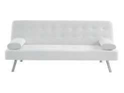 Sofá clic-clac convertível em pele sintética branco MICHELLE II