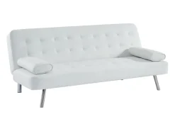 Sofá clic-clac convertível em pele sintética branco MICHELLE II