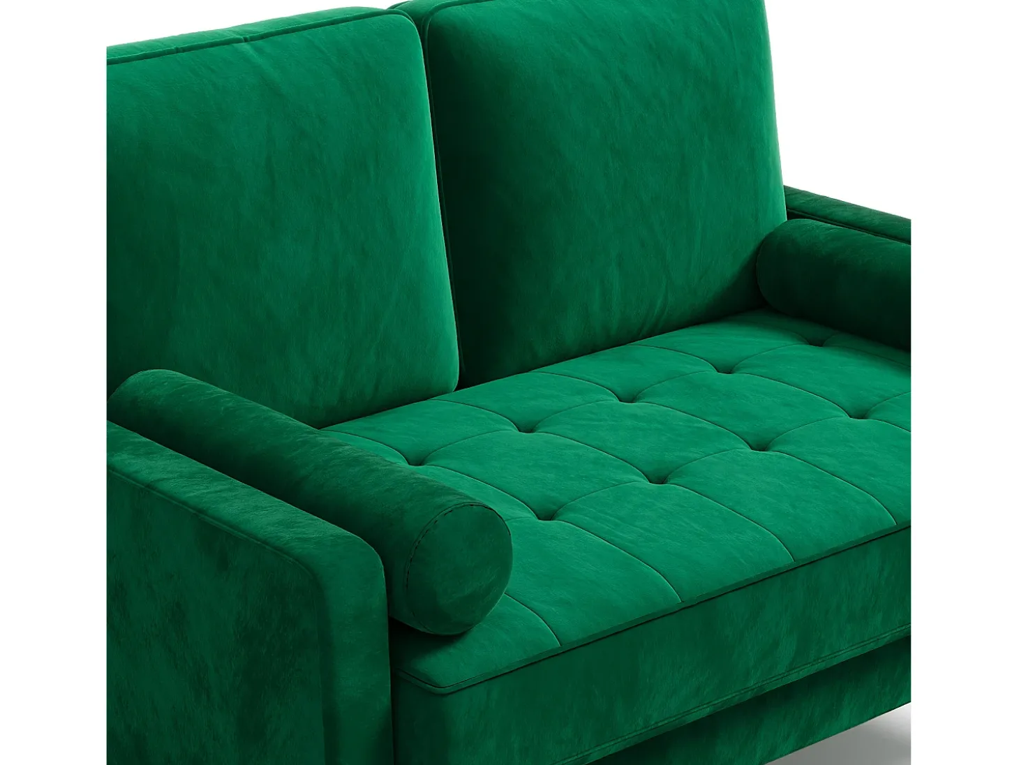 Sofá com 2 assentos escandinavos, mini sofá de braço laminado em Veludo de Adeset, Bolchair da Sala de Livro com Afrestos de Braço, 121x77x87cm - Verde