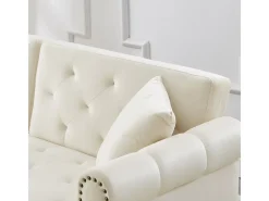 Sofá contemporâneo 2 lugares - Veludo - Encosto ajustável em 3 níveis - Bege