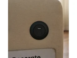 Sofá conversível de 2 lugares com encosto ajustável - Suporte e tomada USB - Tecido Chenille - Função dormir - Bege