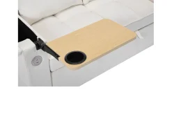 Sofá conversível para 2 pessoas 140.5x74x82 cm - Encosto ajustável - Porta USB - Porta-copos - Mesa de apoio - Bege
