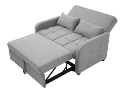 Sofá conversível 127x75x94 cm - Encosto ajustável - Com 2 almofadas - Cinza escuro