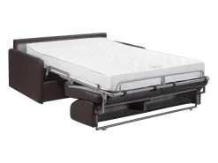 Sofá convertível abertura rápida couro sintético cinza assento com assento de memória de forma 140 cm colchão 22 cm CALIFE
