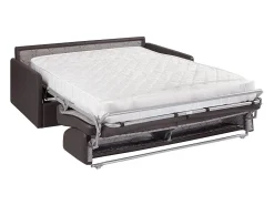 Sofá convertível abertura rápida couro sintético preto assento memória de forma 160 cm colchão 18 cm CALIFE