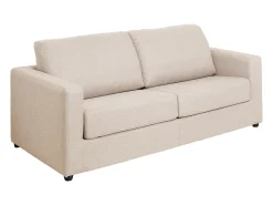Sofá convertível abertura rápida tecido bege cama 140 cm e colchão 14 cm DONETO