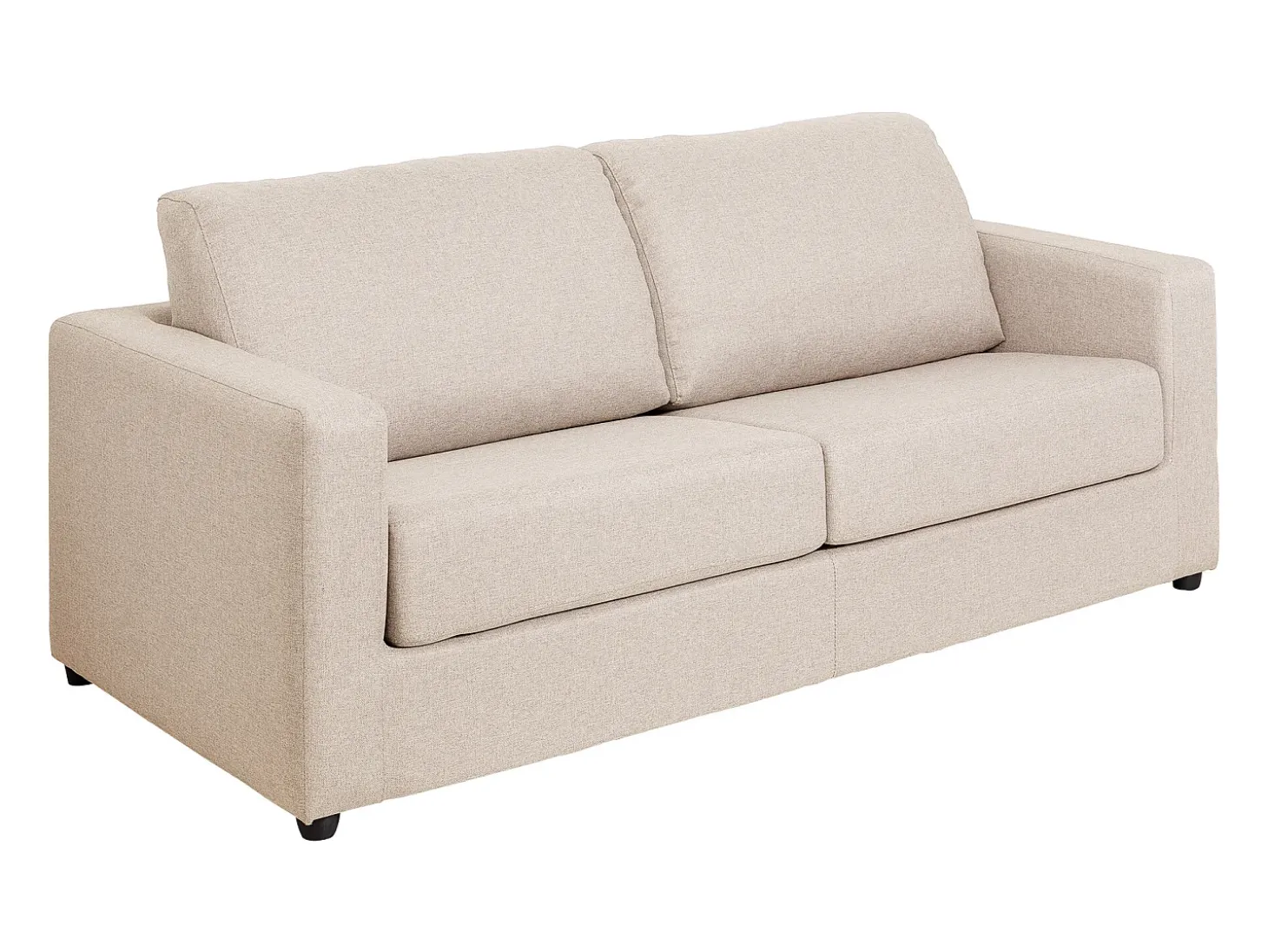 Sofá convertível abertura rápida tecido bege cama 140 cm e colchão 14 cm DONETO