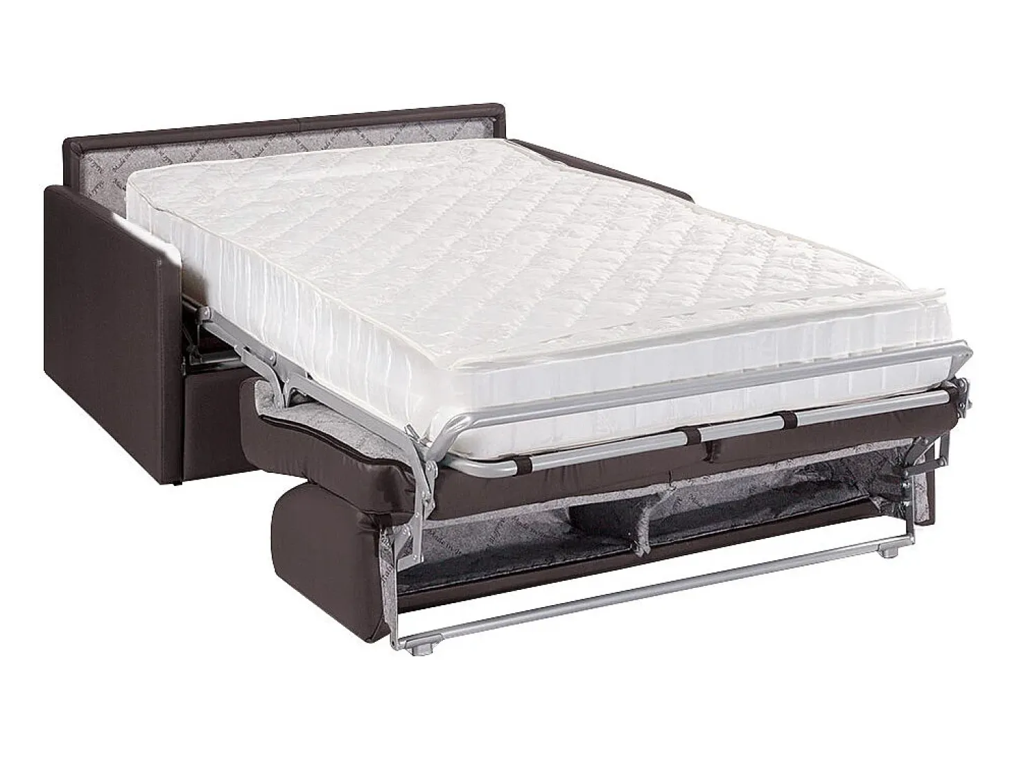 Sofá convertível abertura rápida couro sintético preto assento memória de forma 120 cm colchão 22 cm CALIFE