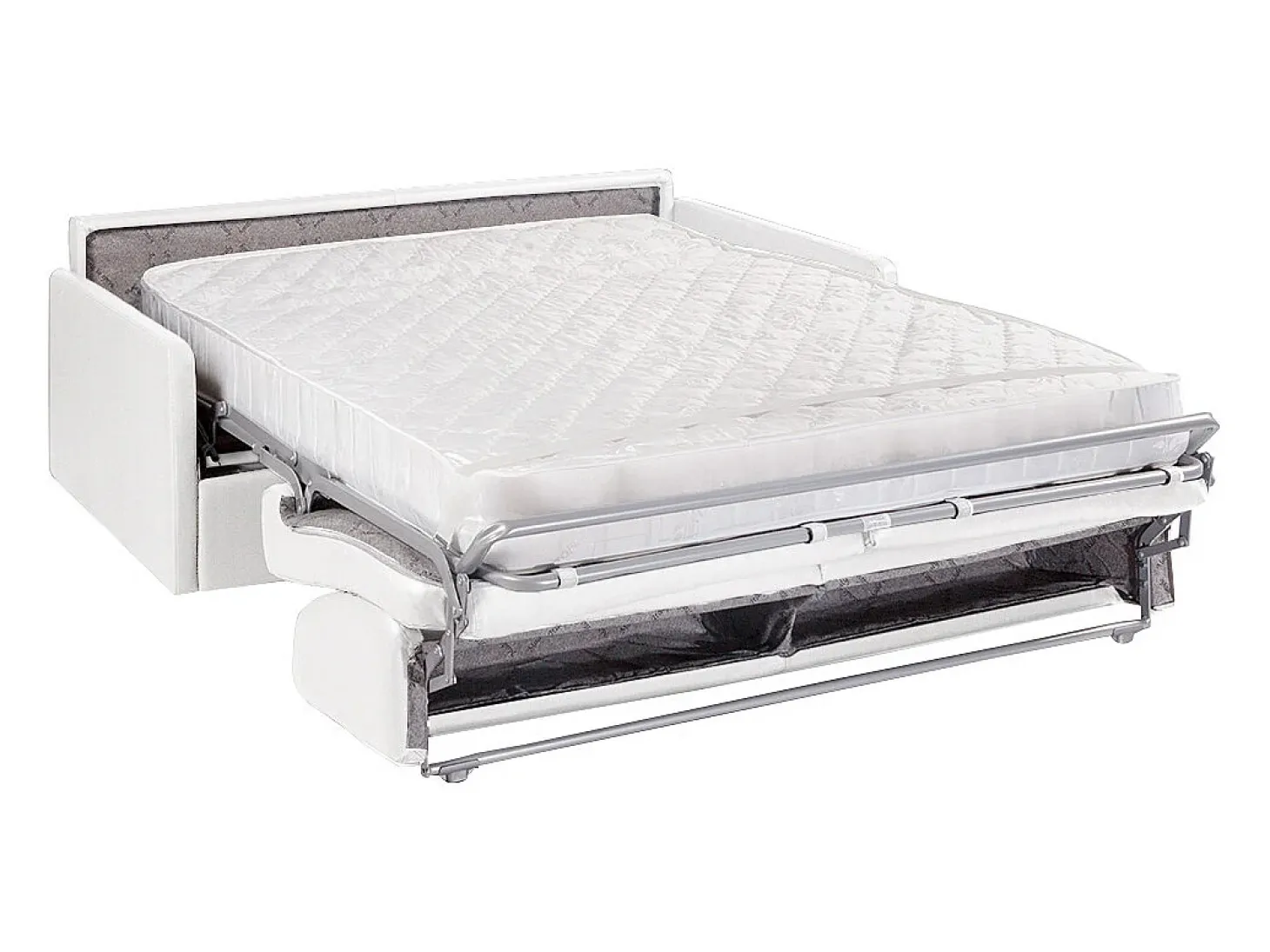 Sofá convertível couro sintético branco assento memória de forma 160 cm ripas largas 18 cm CALIFE