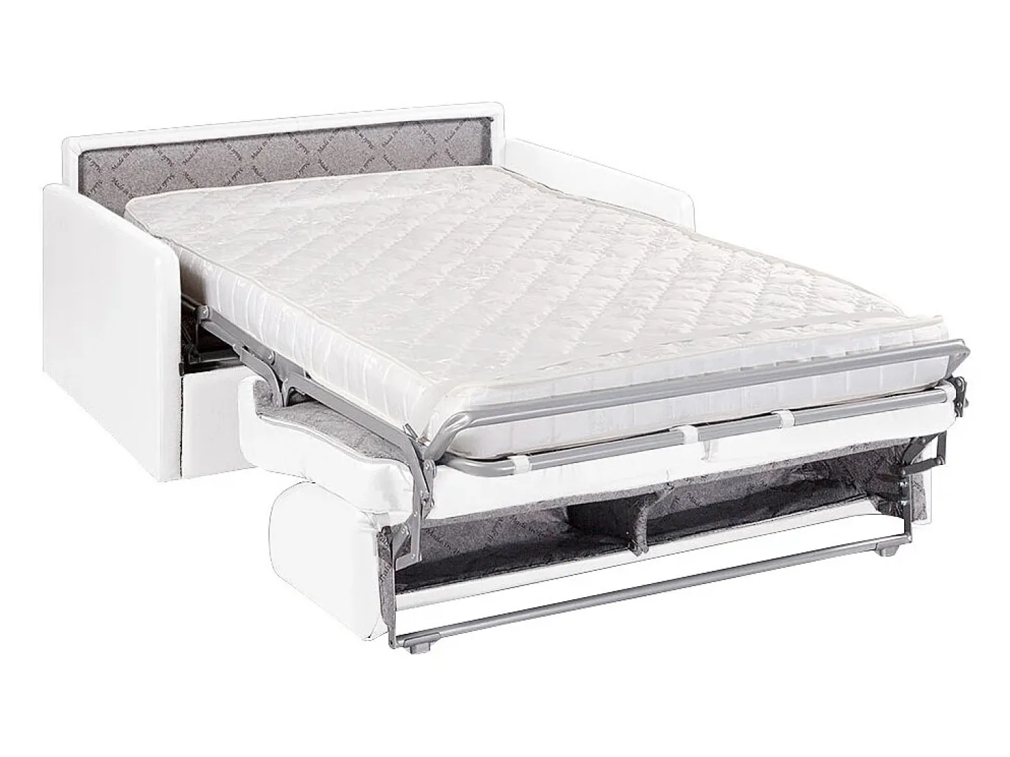 Sofá convertível couro sintético branco assento memória de forma 140 cm ripas largas 14 cm CALIFE