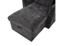 Sofá de 1 lugar com 2 bolsos laterais - Sofá para sala de estar com suporte para telemóvel e compartimento oculto - chenille preto