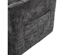 Sofá de 1 lugar com 2 bolsos laterais - Sofá para sala de estar com suporte para telemóvel e compartimento oculto - chenille preto