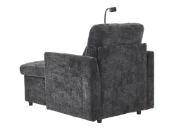 Sofá de 1 lugar com 2 bolsos laterais - Sofá para sala de estar com suporte para telemóvel e compartimento oculto - chenille preto