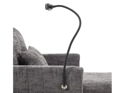 Sofá de 1 lugar com 2 bolsos laterais - Sofá para sala com Suporte para telemóvel e compartimento oculto - chenille cinzento