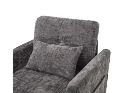 Sofá de 1 lugar com 2 bolsos laterais - Sofá para sala com Suporte para telemóvel e compartimento oculto - chenille cinzento