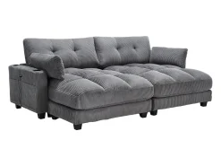 Sofá de 1 lugar com braços - Sofá de relaxamento com 2 bases para copos e bolsos laterais - cinzento bombazine
