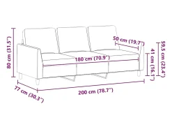 Sofá de 3 lugares 180 cm couro artificial cor creme