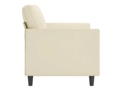 Sofá de 3 lugares 180 cm couro artificial cor creme