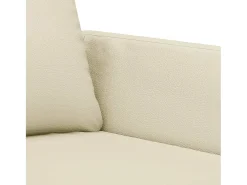 Sofá de 3 lugares 180 cm couro artificial cor creme