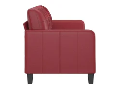Sofá de 3 lugares 180 cm couro artificial vermelho tinto