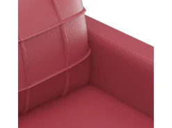 Sofá de 3 lugares 180 cm couro artificial vermelho tinto