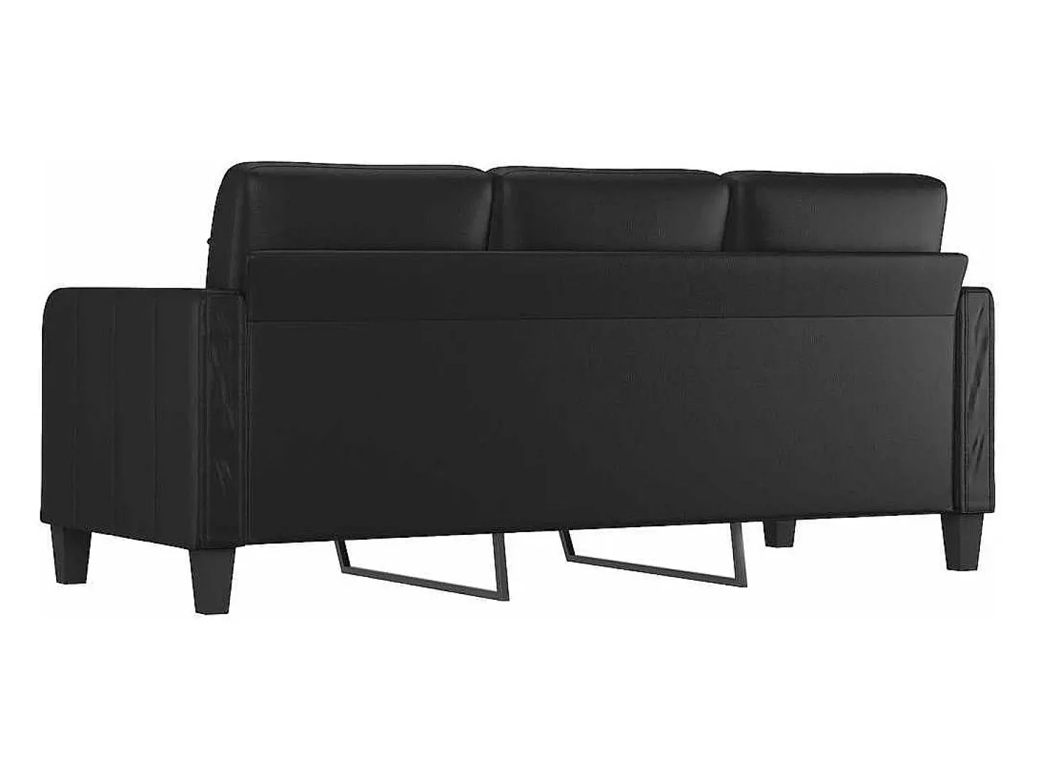 Sofá de 3 lugares 180 cm couro artificial preto