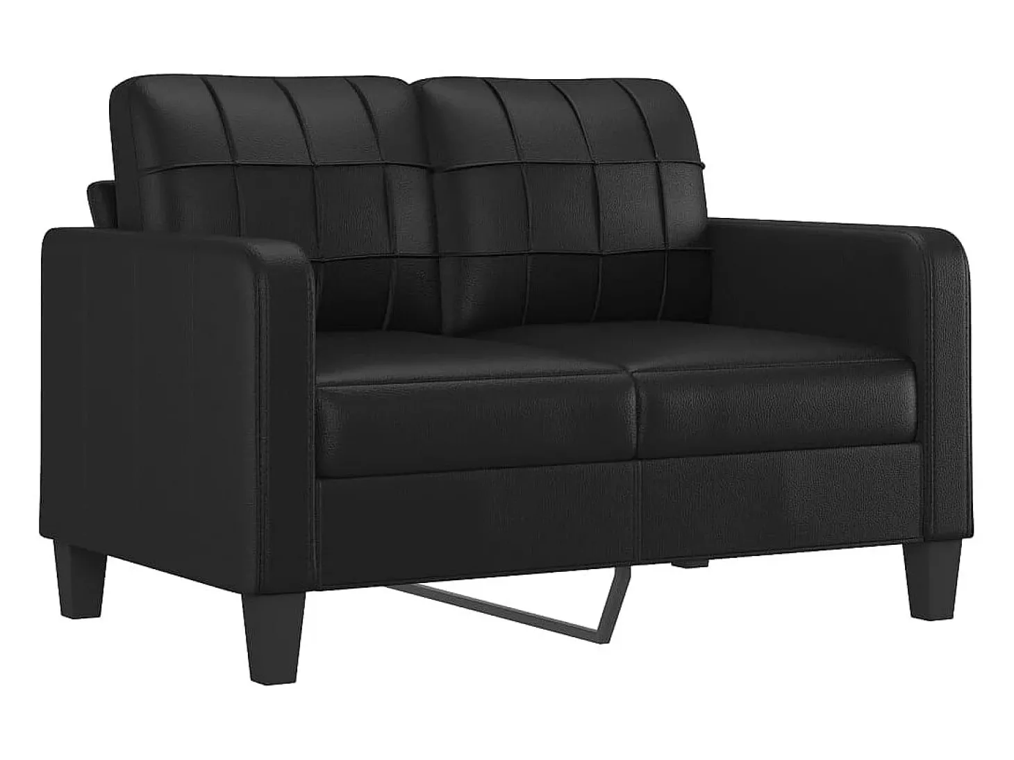 Sofá de 2 lugares 120 cm couro artificial preto