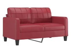 Sofá de 2 lugares 140 cm couro artificial vermelho tinto